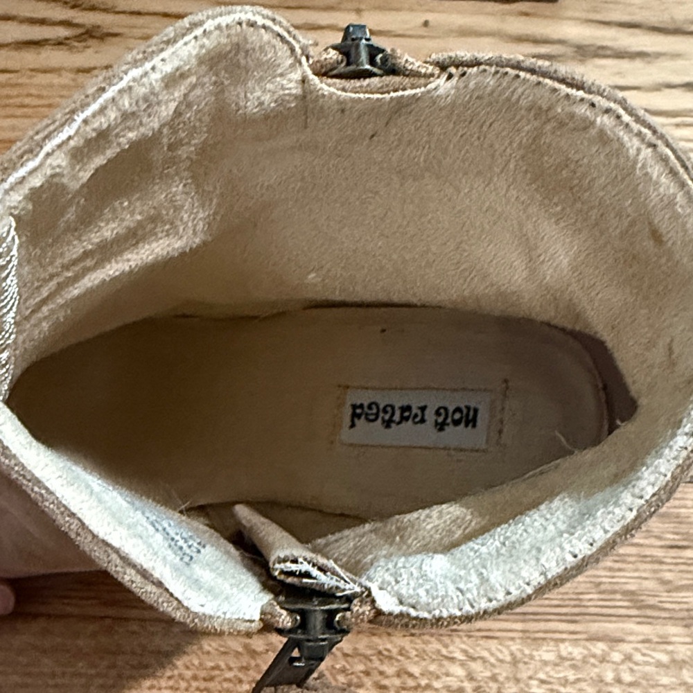 Not Rated Tan Faux Suede Cutout Ankle Booties - Picture 3 of 5